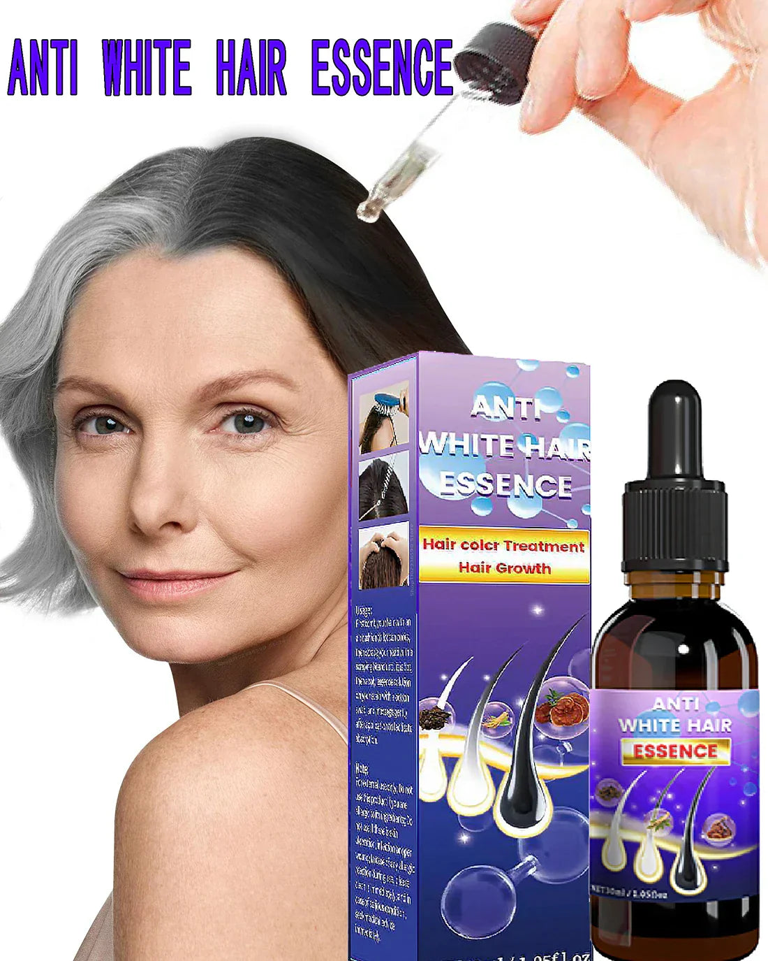 Gray White Hair Treatment Serum Liquid White
