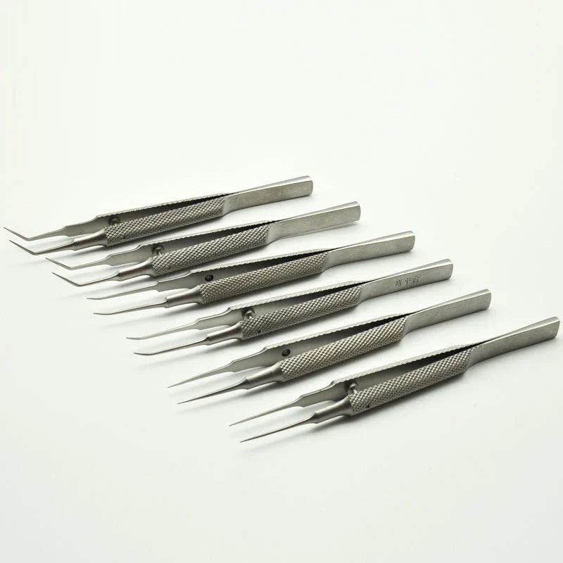 Stainless Steel Round Handle Micro Tweezers Eyelid