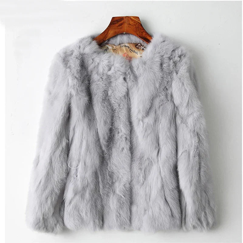 Winter Women The Real Rabbit Fur Coat Natural