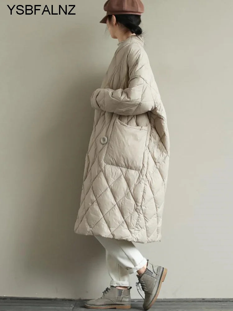 Winter Arrivals Women Cotton Coats Diamond Lattice Block