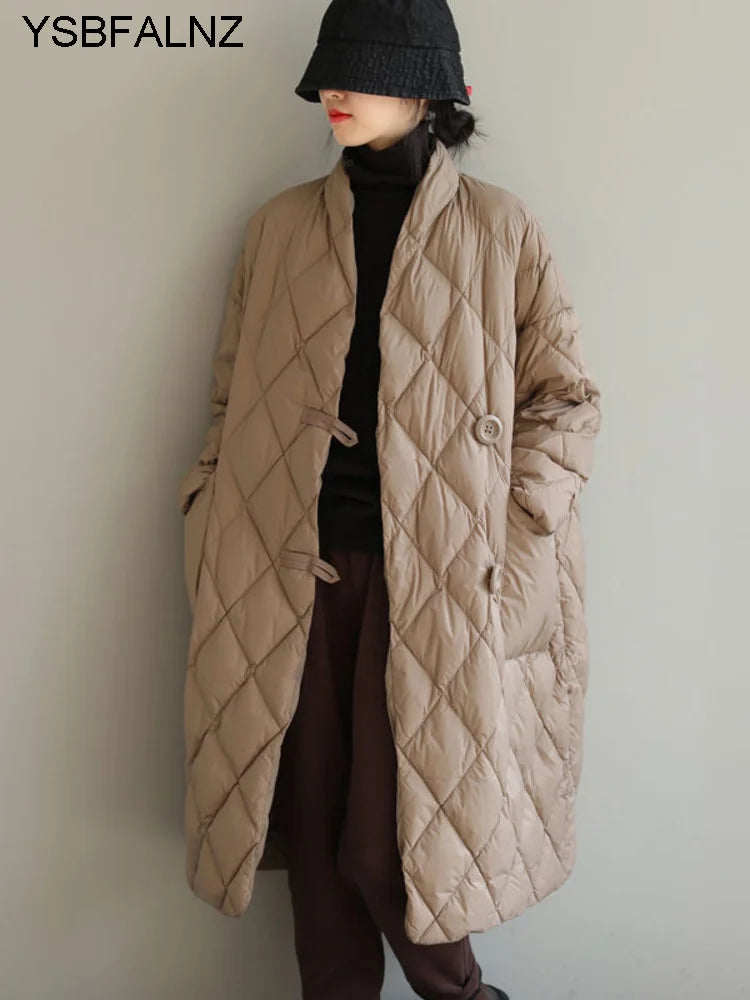 Winter Arrivals Women Cotton Coats Diamond Lattice Block