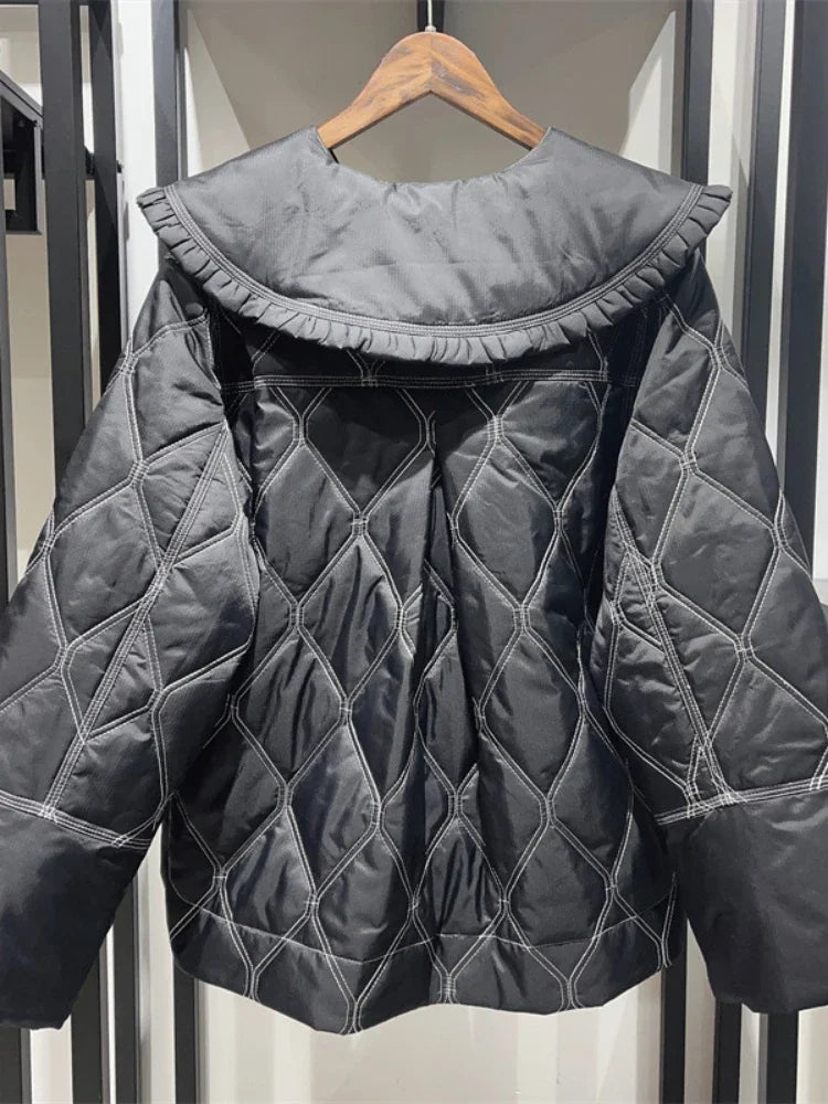 Autumn/Winter Nordic Ruffled Quilting Short Type Parkas Women