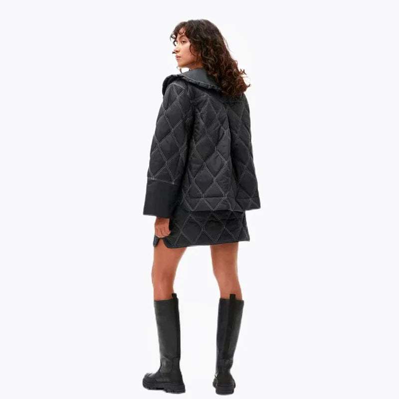 Autumn/Winter Nordic Ruffled Quilting Short Type Parkas Women