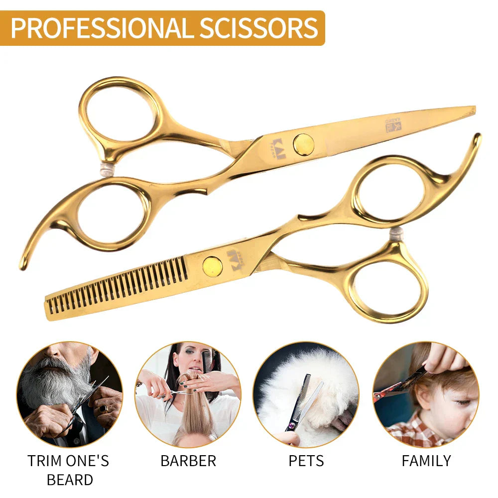 Gold Hairdressing Styling Tools Set Haircut Scissors