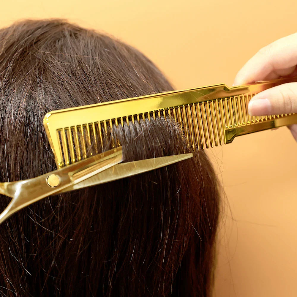 Gold Hairdressing Styling Tools Set Haircut Scissors