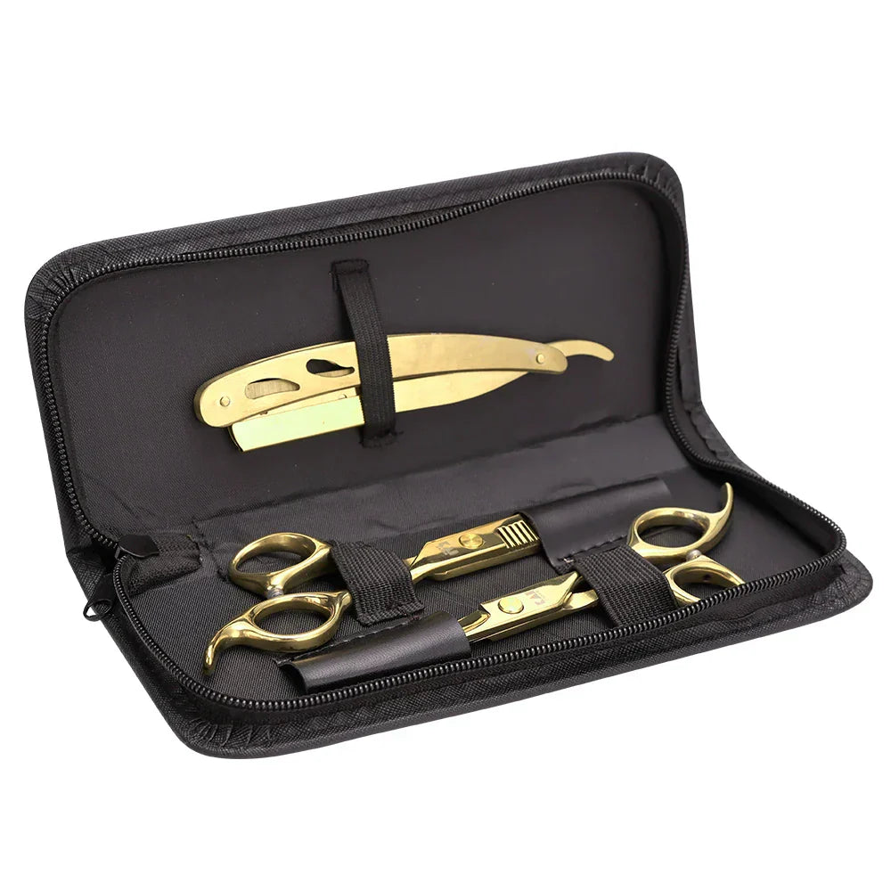 Gold Hairdressing Styling Tools Set Haircut Scissors