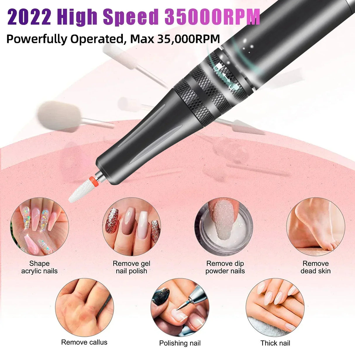 Rpm Manicure Machine Electric Nail Drill Portable Nail