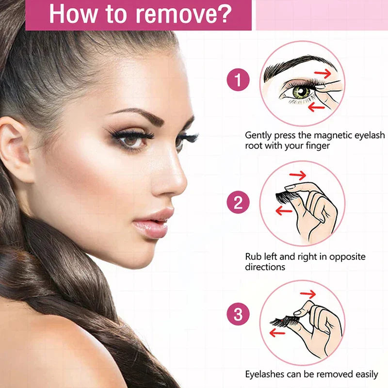 Pcs-Reusable Magnetic False Eyelashes With Eyelash Curler