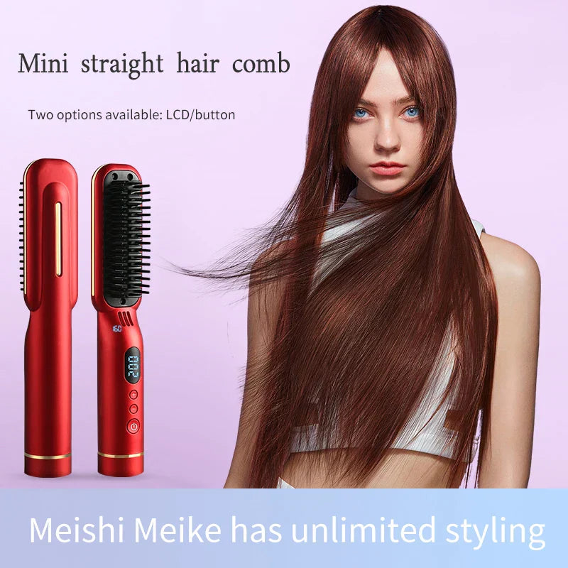 Mah Wireless Hair Straightener Hot Comb With Led