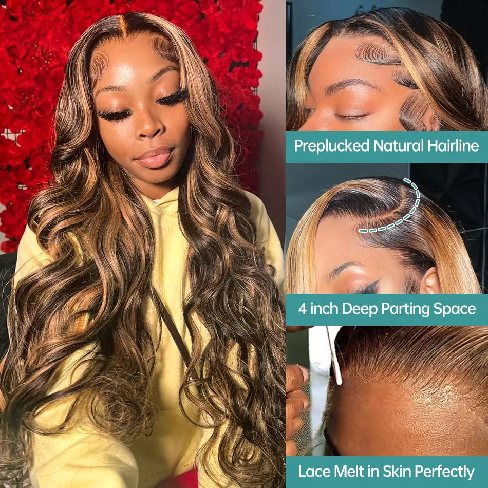 Hd Lace Frontal Wig Honey Blonde Body