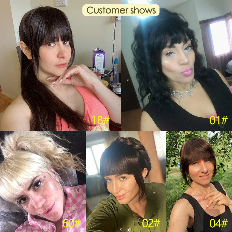Human Hair Bangs Clips D Blunt Cut Natural