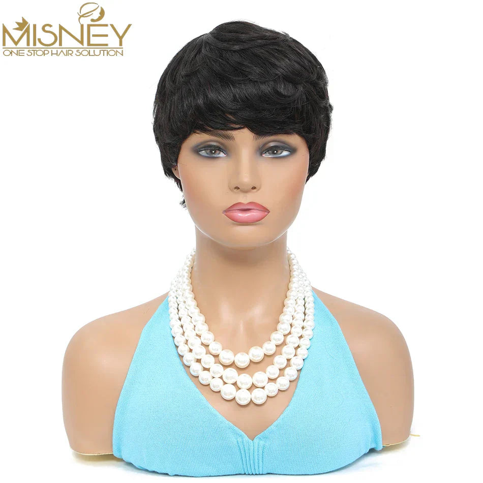 Short Bob Straight Human Hair Wigs Natural Color