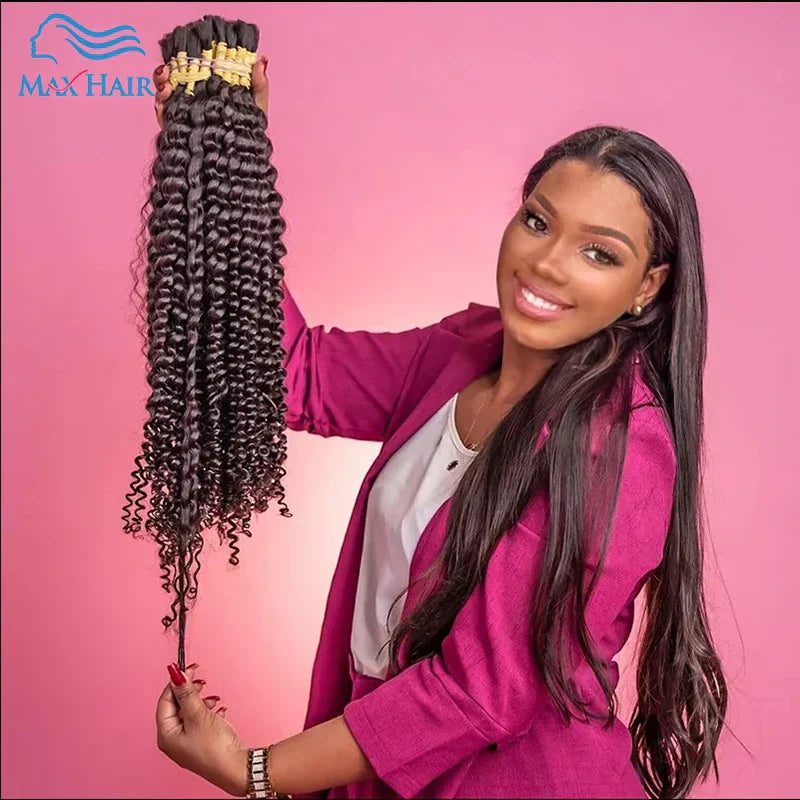 Human Bulk Hair For Braiding Kinky Curly No