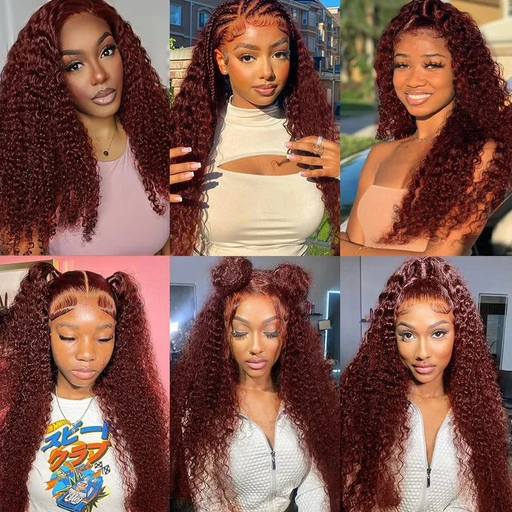Reddish Brown Frontal Wig Deep Wave