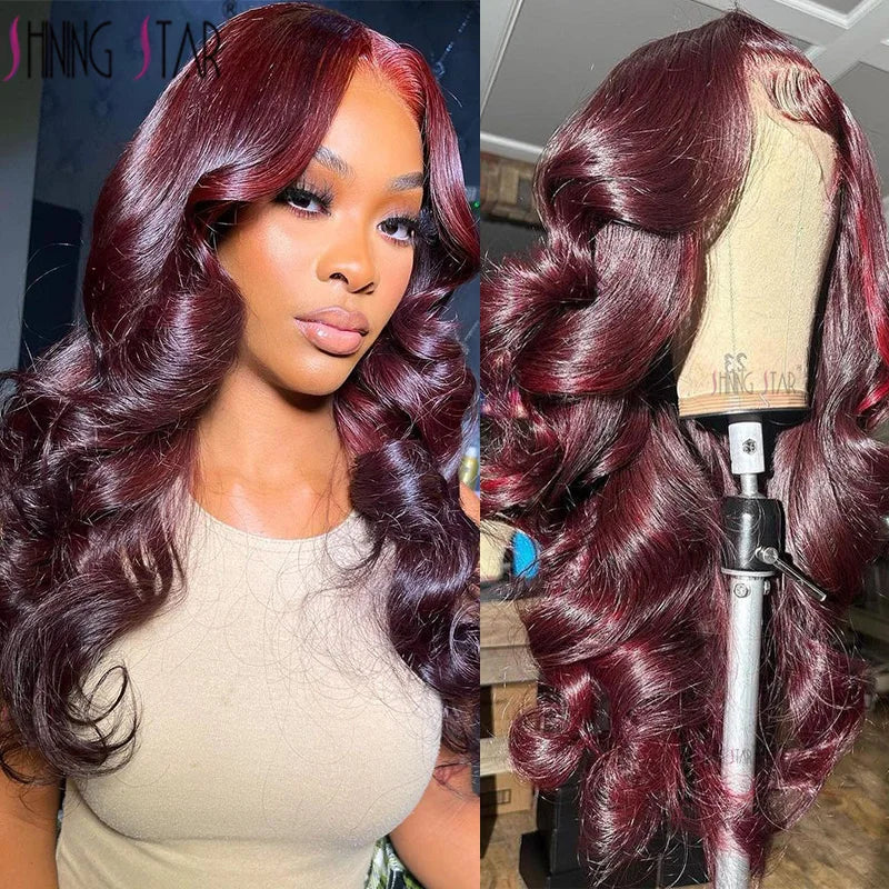 Colored Burgundy X Hd Lace Frontal Wigs Red