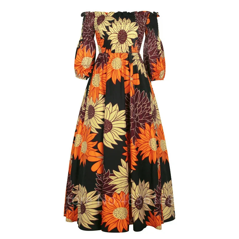 African National Print Party Dress Women Casual Sexy