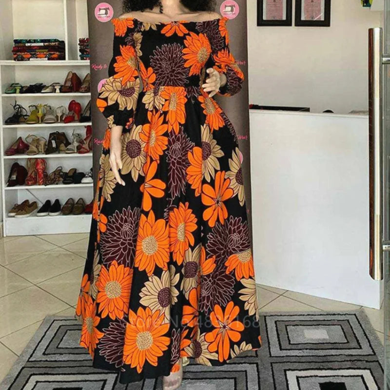 African National Print Party Dress Women Casual Sexy