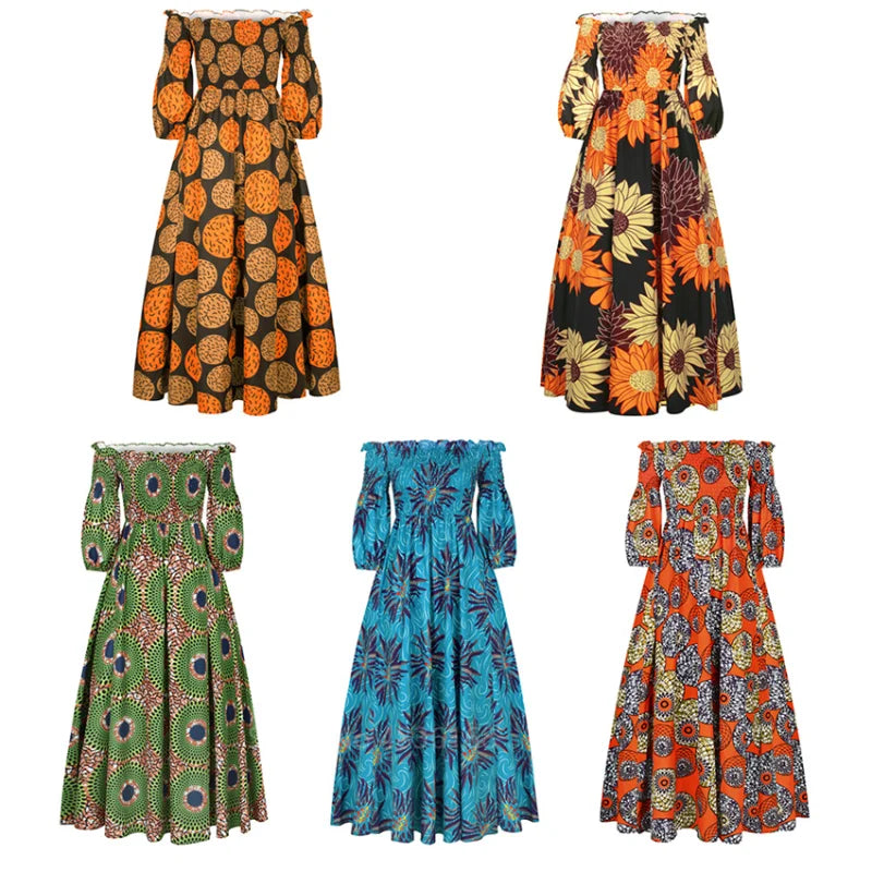 African National Print Party Dress Women Casual Sexy