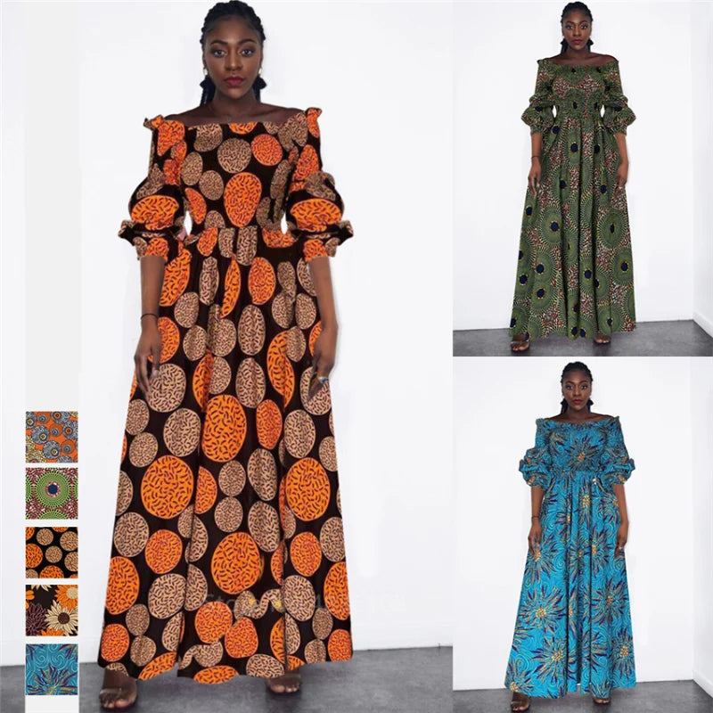 African National Print Party Dress Women Casual Sexy