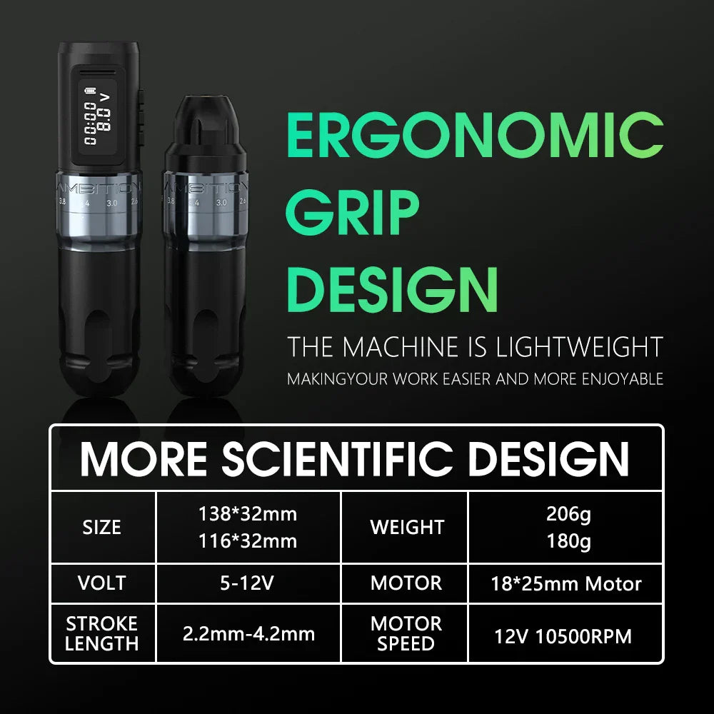 Ambition Mars-U Tattoo Machine Kit Wireless Battery Tattoo