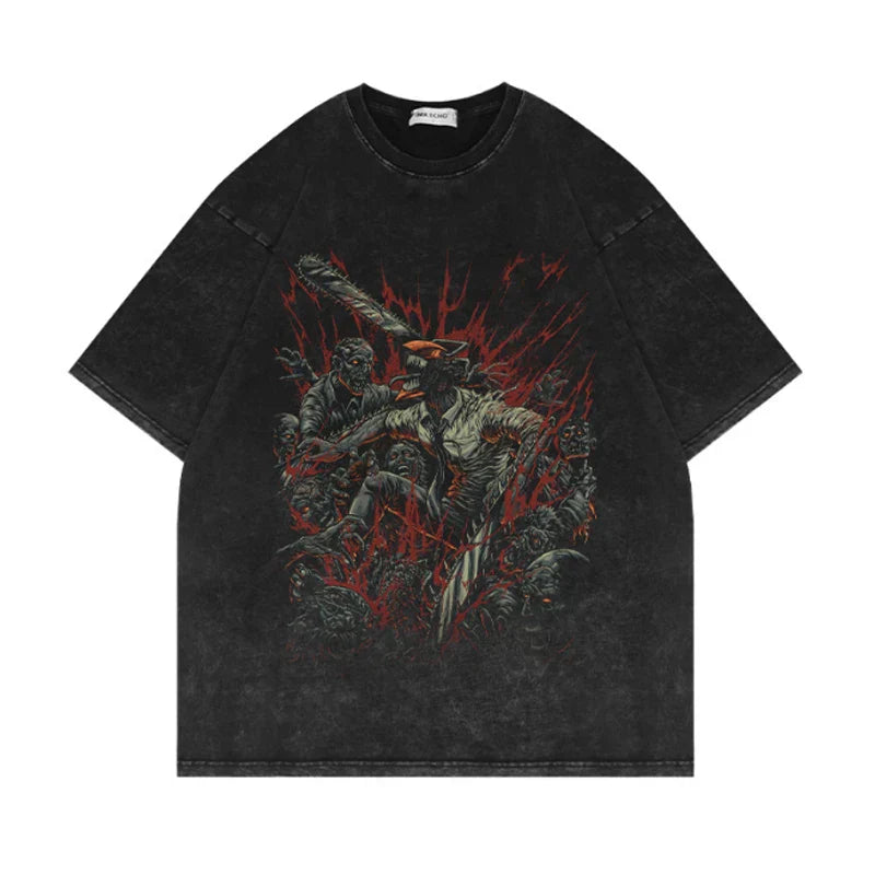 Anime Chainsaw Man T Shirts Makima Cotton Pochita