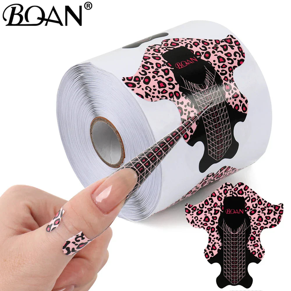 Bqan Leopard French Nail Form Tips Gold Nail