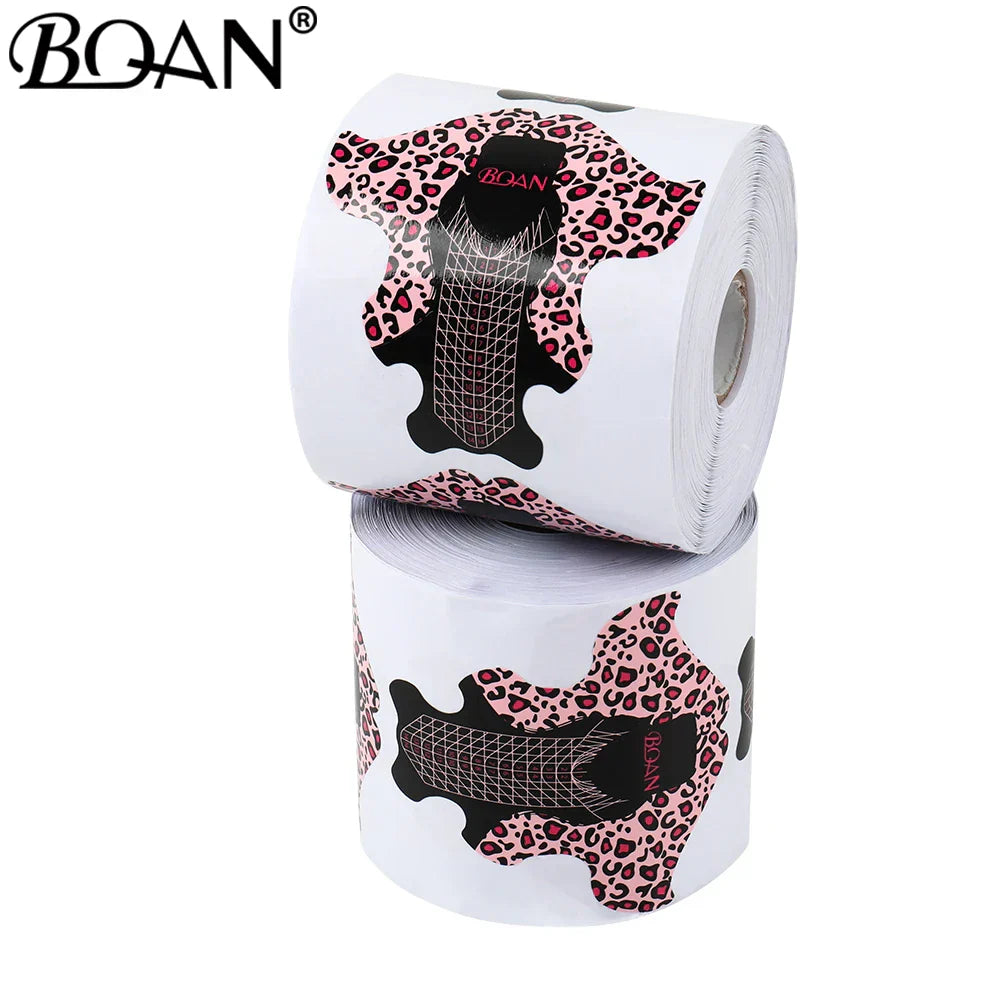 Bqan Leopard French Nail Form Tips Gold Nail