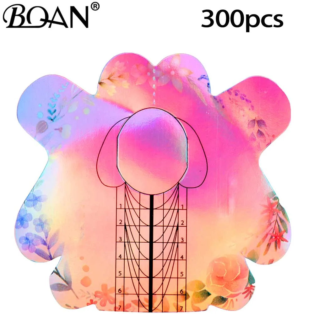 Bqan Leopard French Nail Form Tips Gold Nail