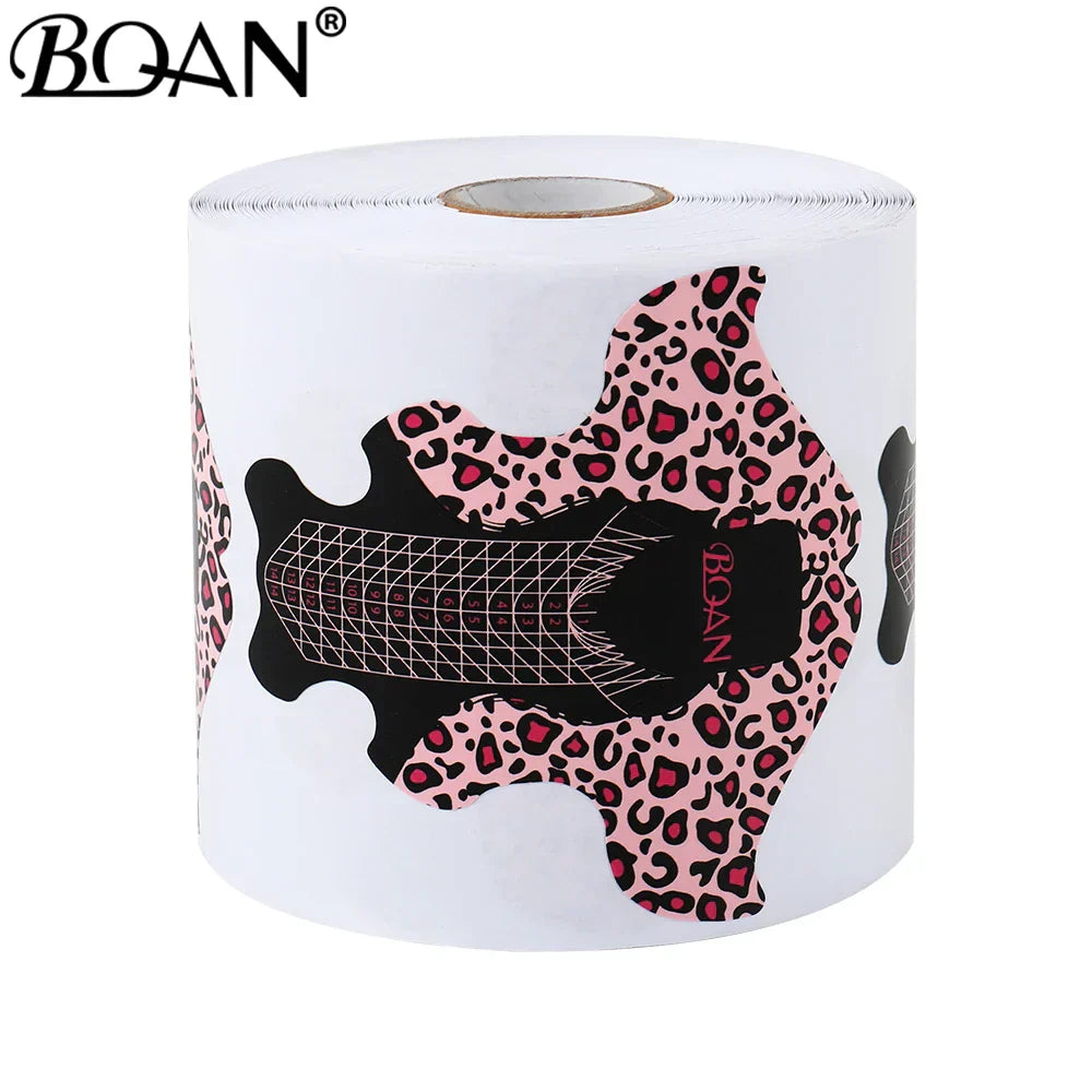 Bqan Leopard French Nail Form Tips Gold Nail