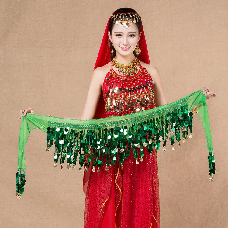 Belly Dance Sequined Waist Chain Copper Coin Waist