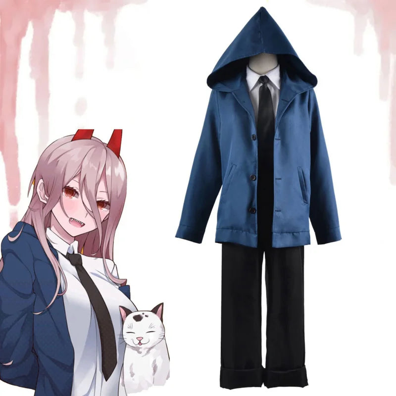 Chainsaw Man Power Cosplay Costume Outfits Blue Suit