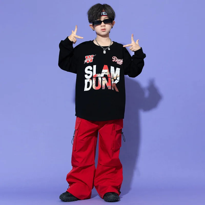 Children Hip-Hop Fashion Costume Girls Long Sleeves Tops