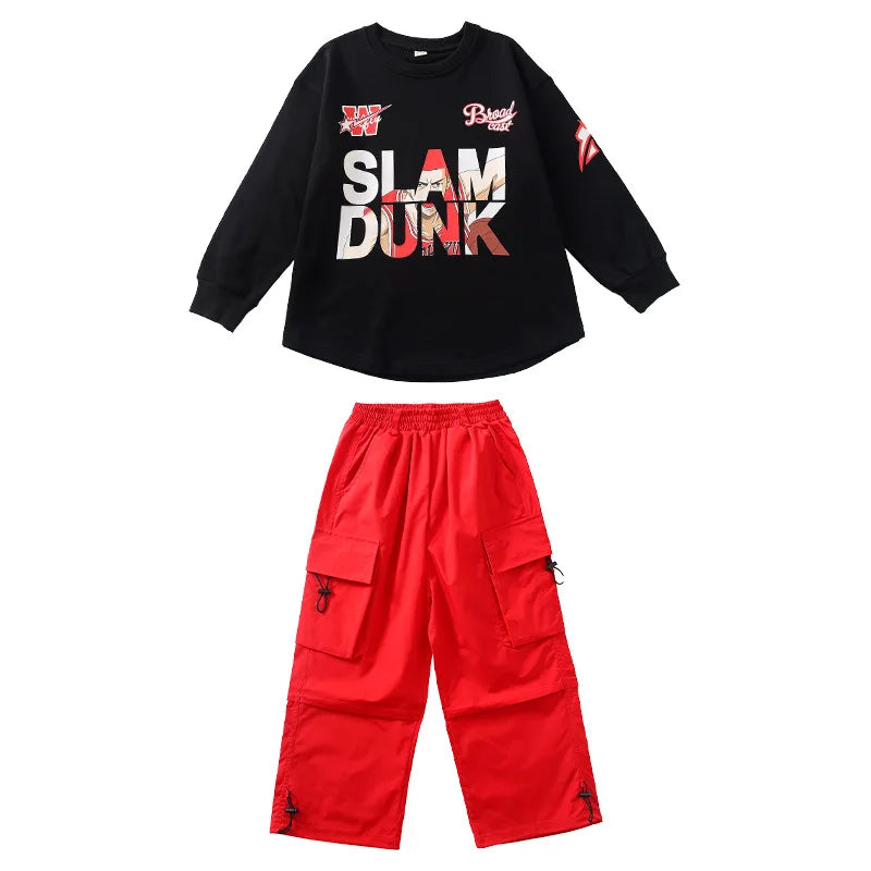 Children Hip-Hop Fashion Costume Girls Long Sleeves Tops