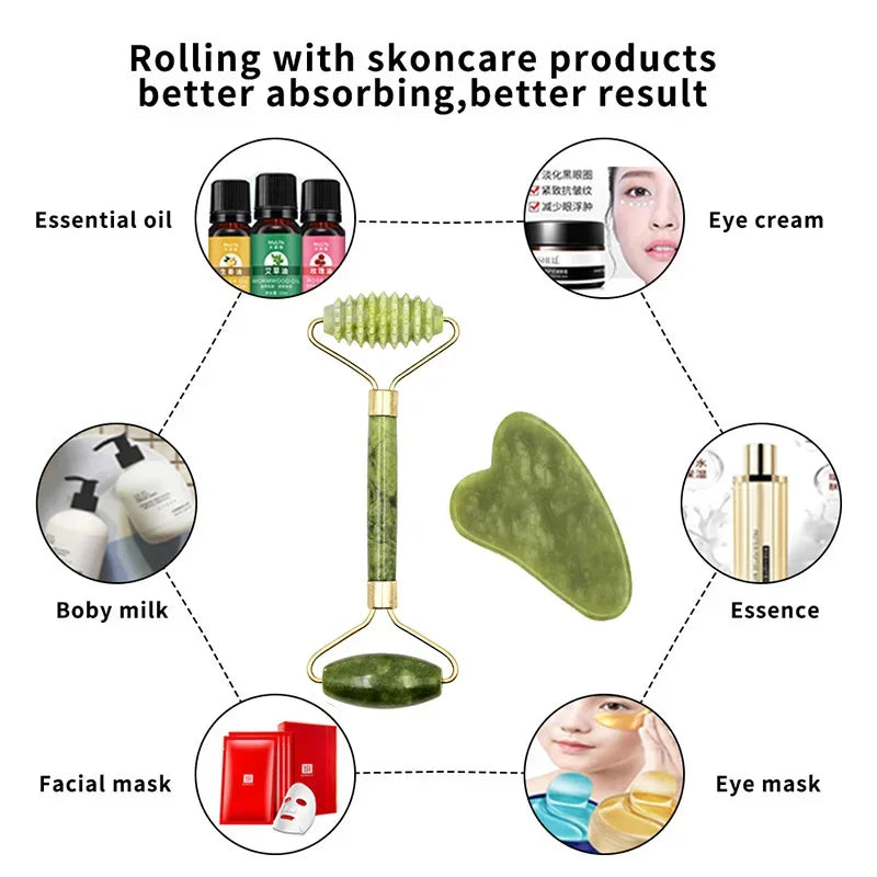 Guasha Natural Stone Massage Face Jade Roller Gua