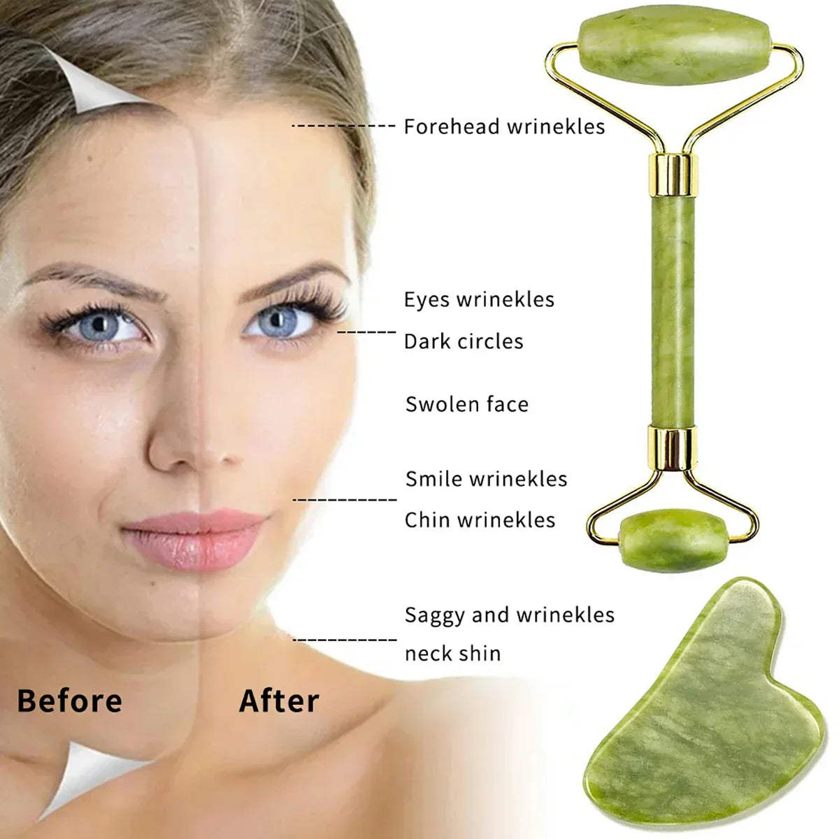 Guasha Natural Stone Massage Face Jade Roller Gua