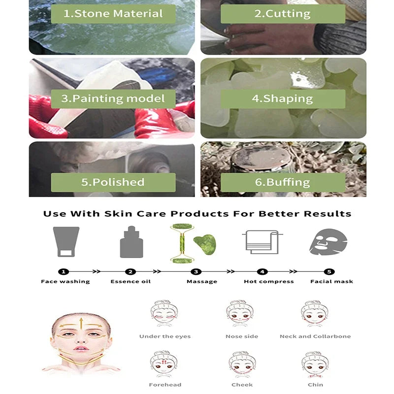 Guasha Natural Stone Massage Face Jade Roller Gua
