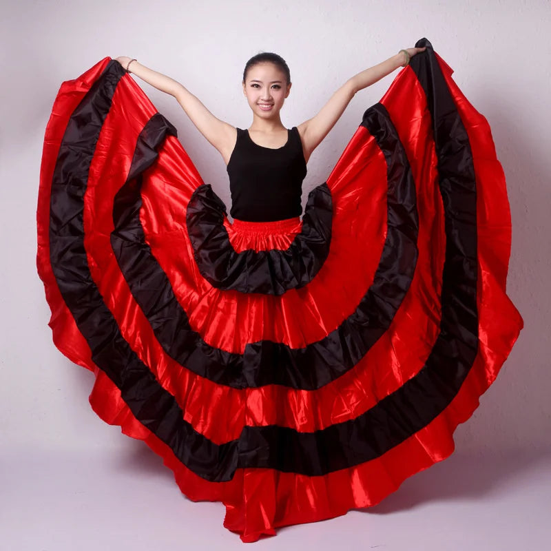 Gypsy Woman Spanish Flamenco Skirt Polyester Satin Smooth