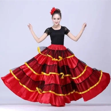 Gypsy Woman Spanish Flamenco Skirt Polyester Satin Smooth