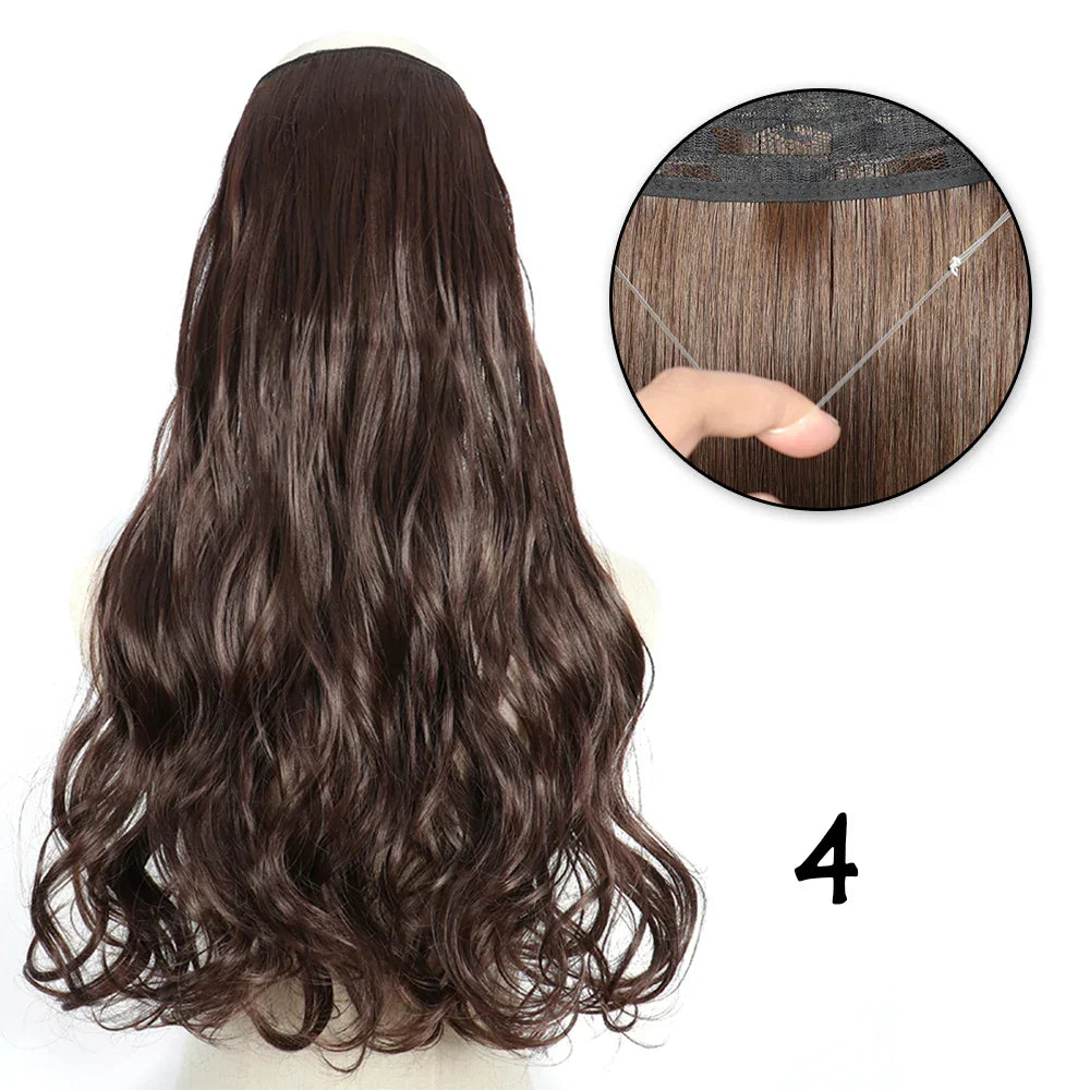 Hair Extensions No Clips Synthetic Fake Hair Ombre
