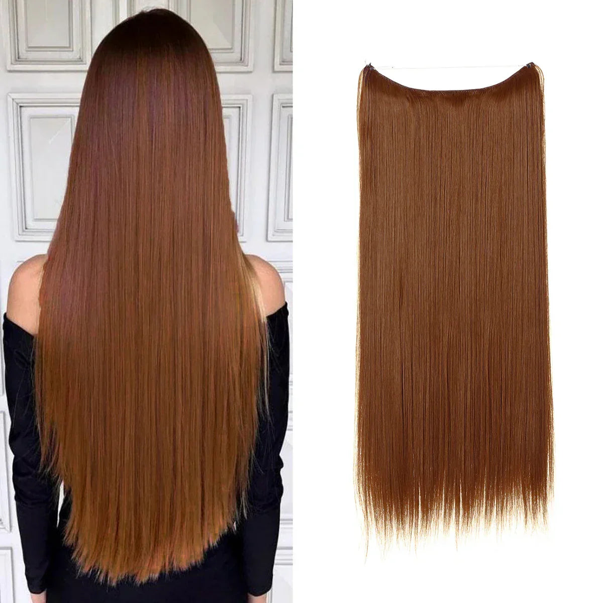 Synthetic Hair Extension No Clip Natural Hair Piece