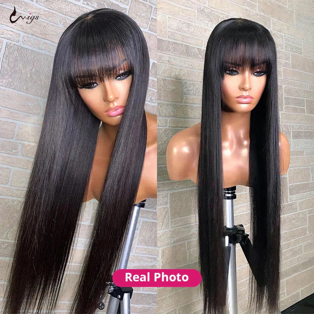 Uwigs Highlight Wig Human Hair Wigs With Bangs