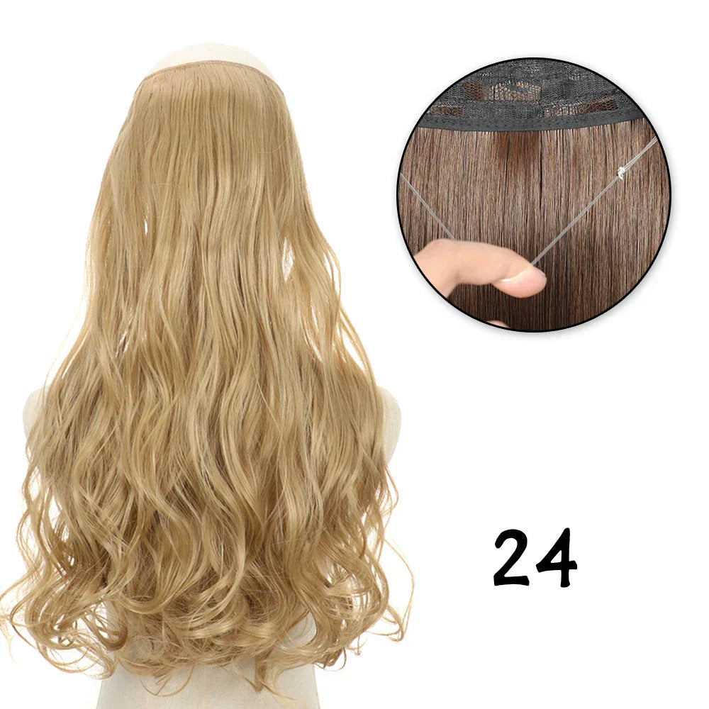 Hair Extensions No Clips Synthetic Fake Hair Ombre