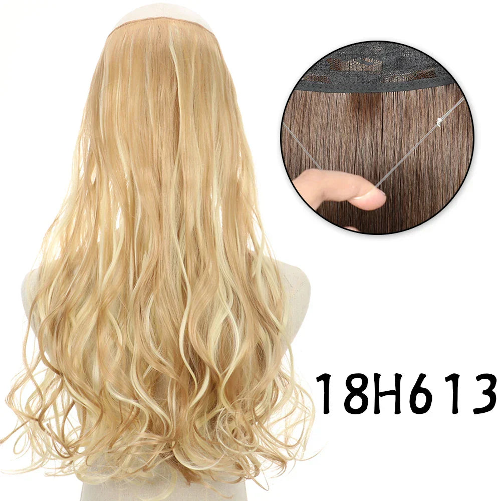 Hair Extensions No Clips Synthetic Fake Hair Ombre