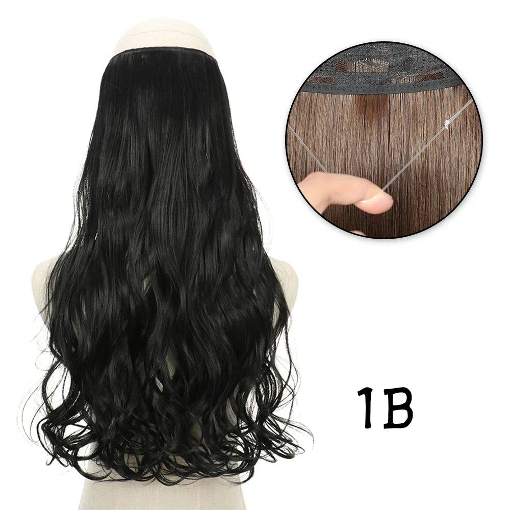 Hair Extensions No Clips Synthetic Fake Hair Ombre