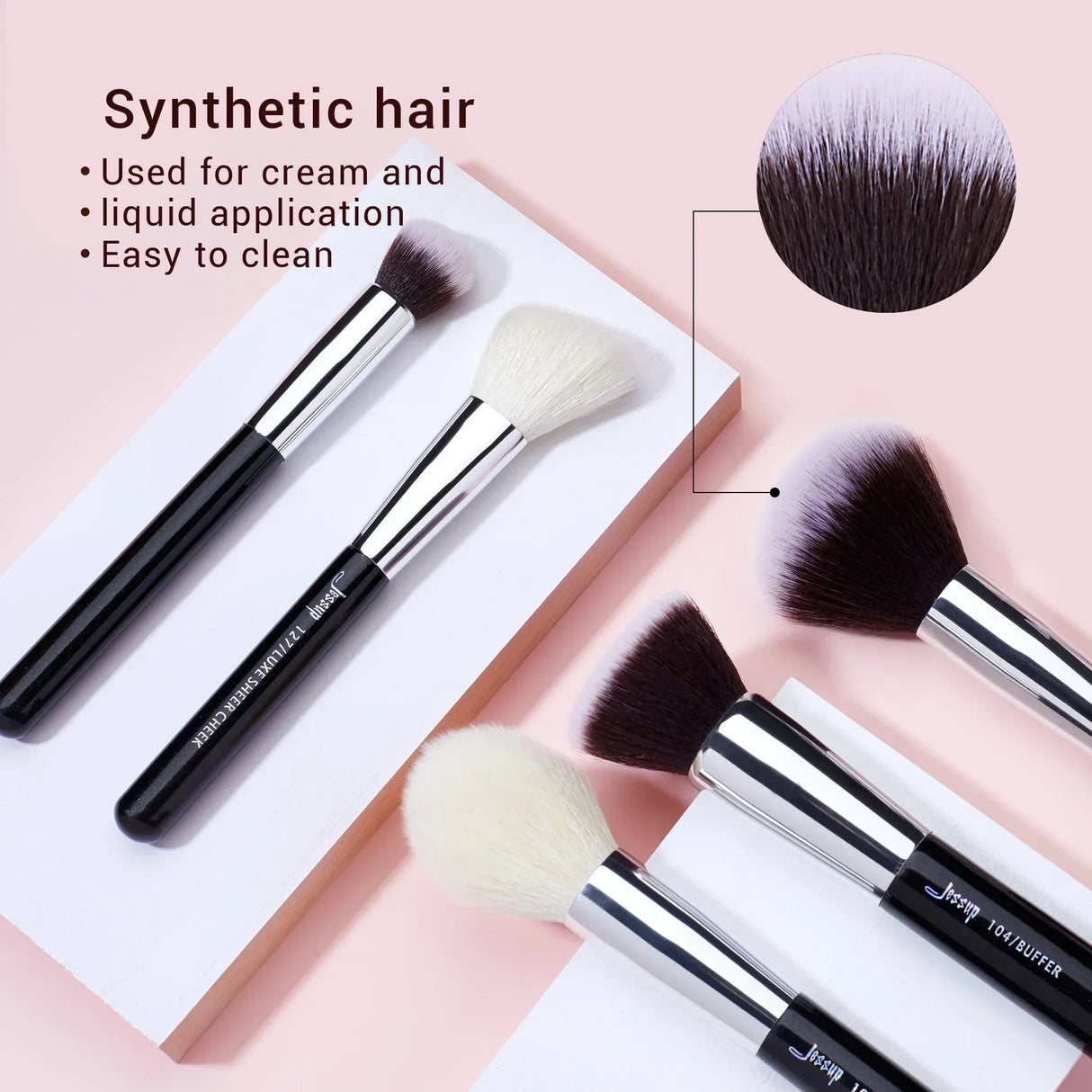 Jessup Makeup Brushes Synthetic-Natural Hair Foundation Powder