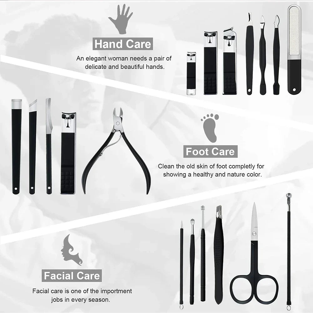 Professional Manicure Set Kit Pedicure Scissor Tweezer Eyebrow