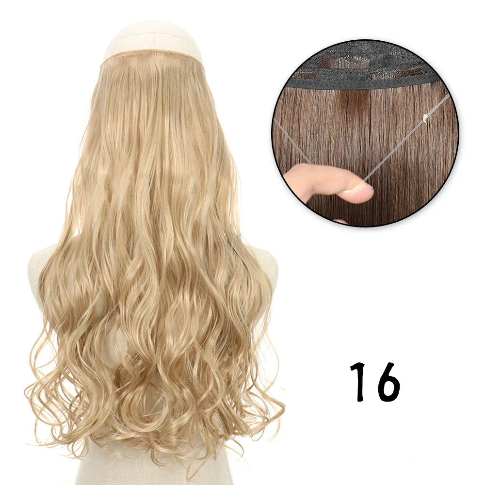 Hair Extensions No Clips Synthetic Fake Hair Ombre