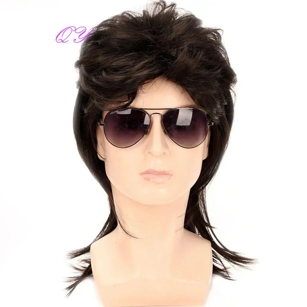 Synthetic Man Wigs Black Short Curly For Men