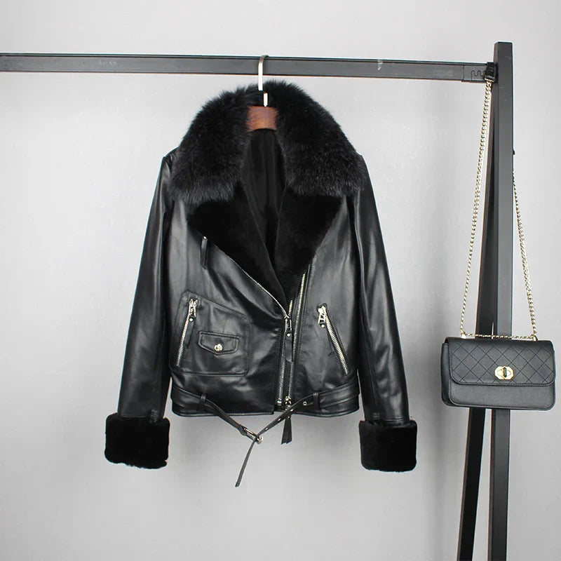 Winter Cotton Inside Thicker Warm Real Sheep Leather