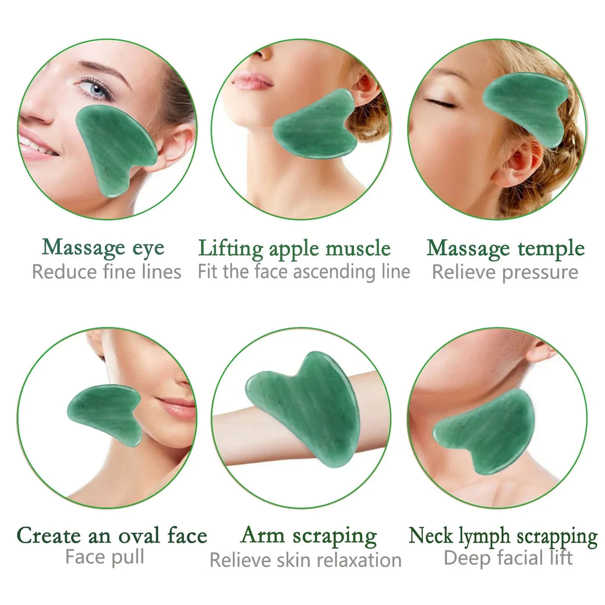 Natural Green Jade Roller Gua Sha Facial